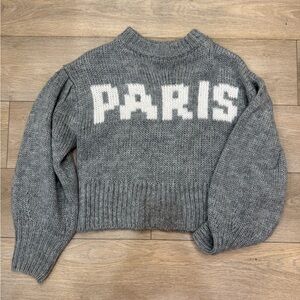 Divided Gray Knit Sweater with White Paris Design